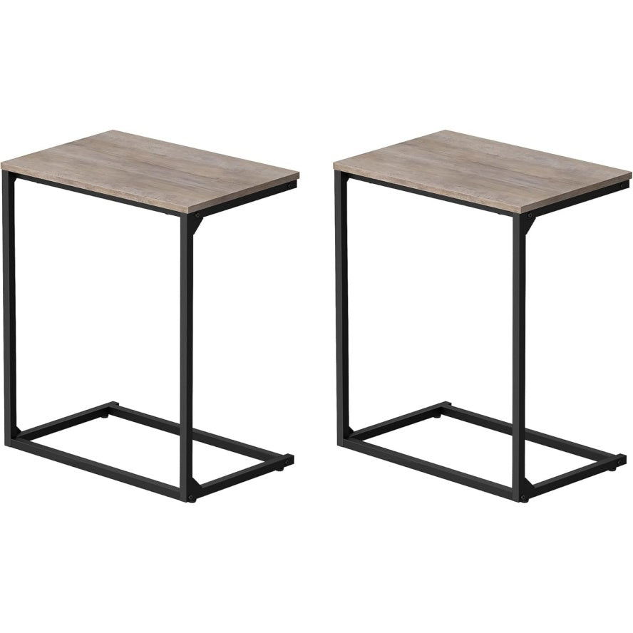 C-formiges Beistelltisch-Set mit 2 Tischen, Greige und