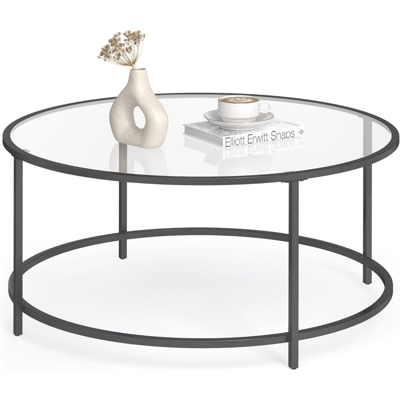 Runder Couchtisch mit Stahlgestell,