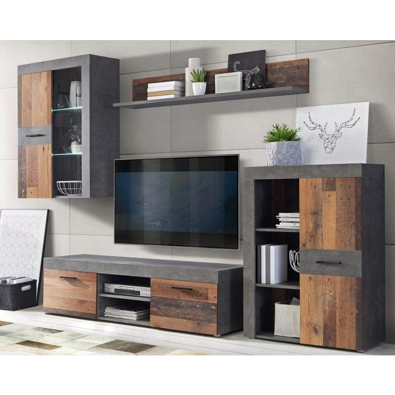 Wohnwand mit 4 Turen in Holz- und