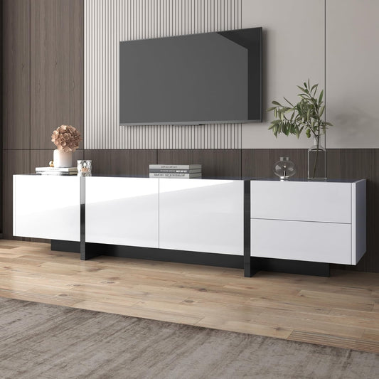 TV-Lowboard mit Schubladen und Stauraum, Wei?, 190 ¡Á 35 ¡Á 45