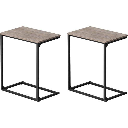 C-formiges Beistelltisch-Set mit 2 Tischen, Greige und