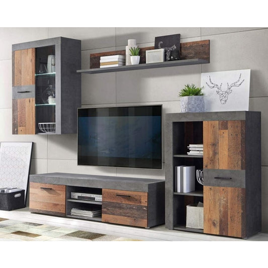 Wohnwand mit 4 Turen in Holz- und