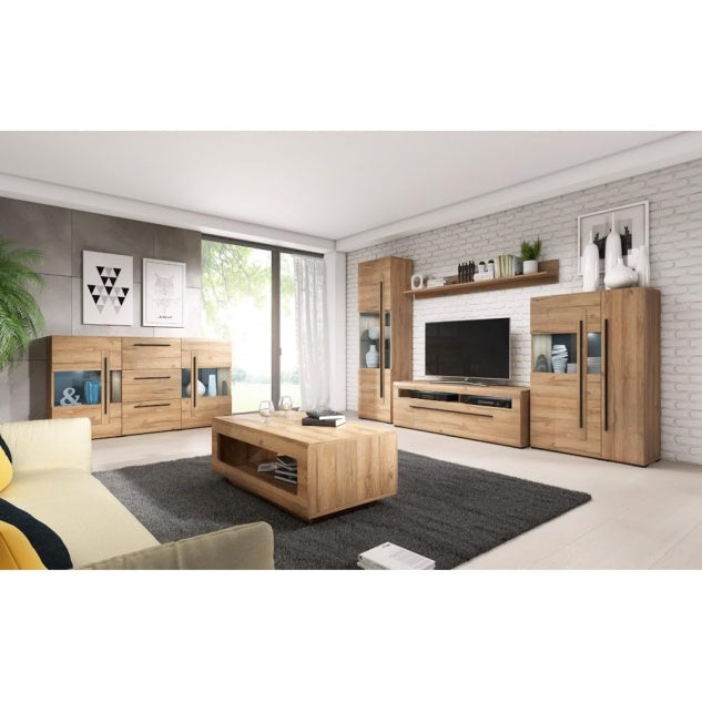 Wohnzimmer-Set mit Wohnwand, Sideboard und Couchtisch inklusive