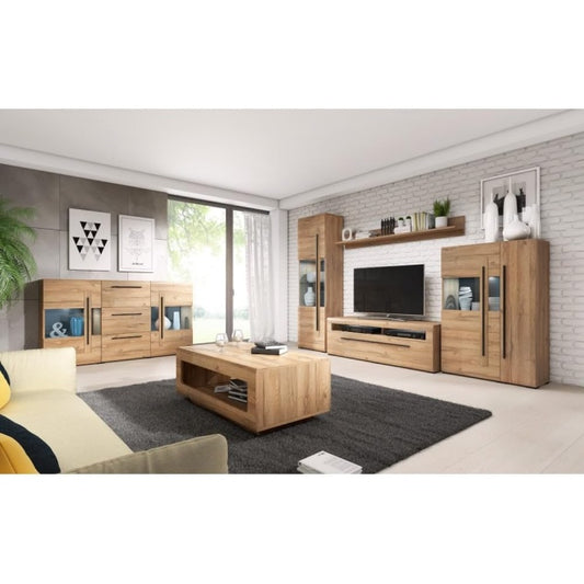 Wohnzimmer-Set mit Wohnwand, Sideboard und Couchtisch inklusive