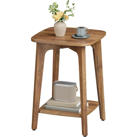 Quadratischer Beistelltisch mit unterer Ablage,