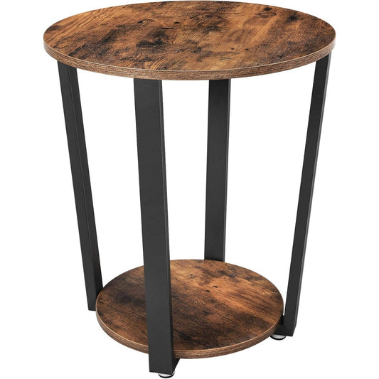 Runder Beistelltisch mit Stahlgestell, 50 ¡Á 50 ¡Á 57 cm, Vintagebraun und